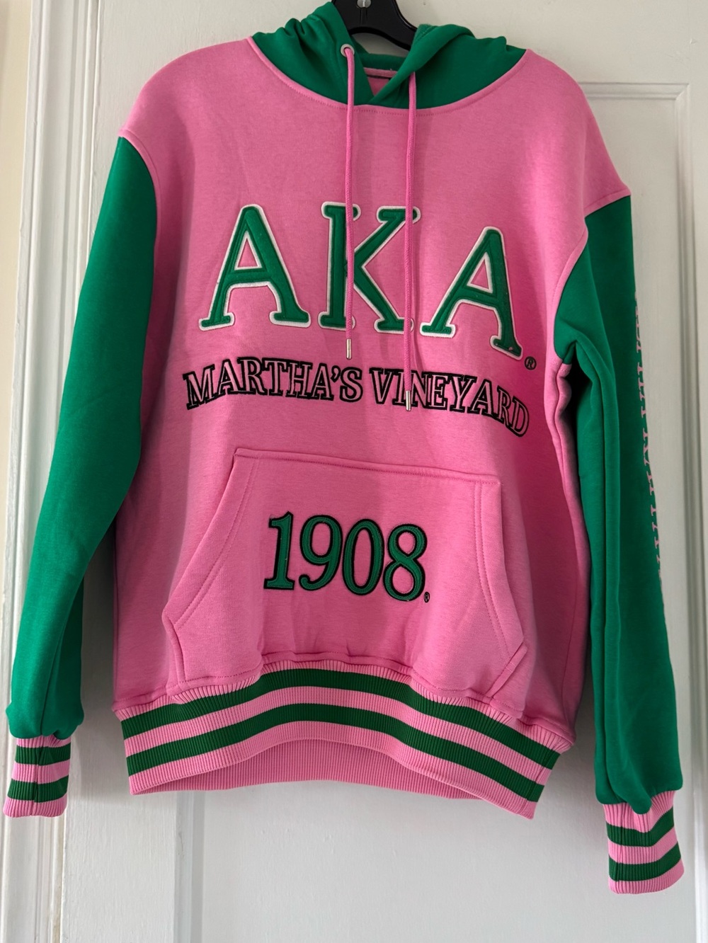 AKA Pink & Green Pullover Hoodie - Martha's Vineyard 1908 - Picture 8 of 14